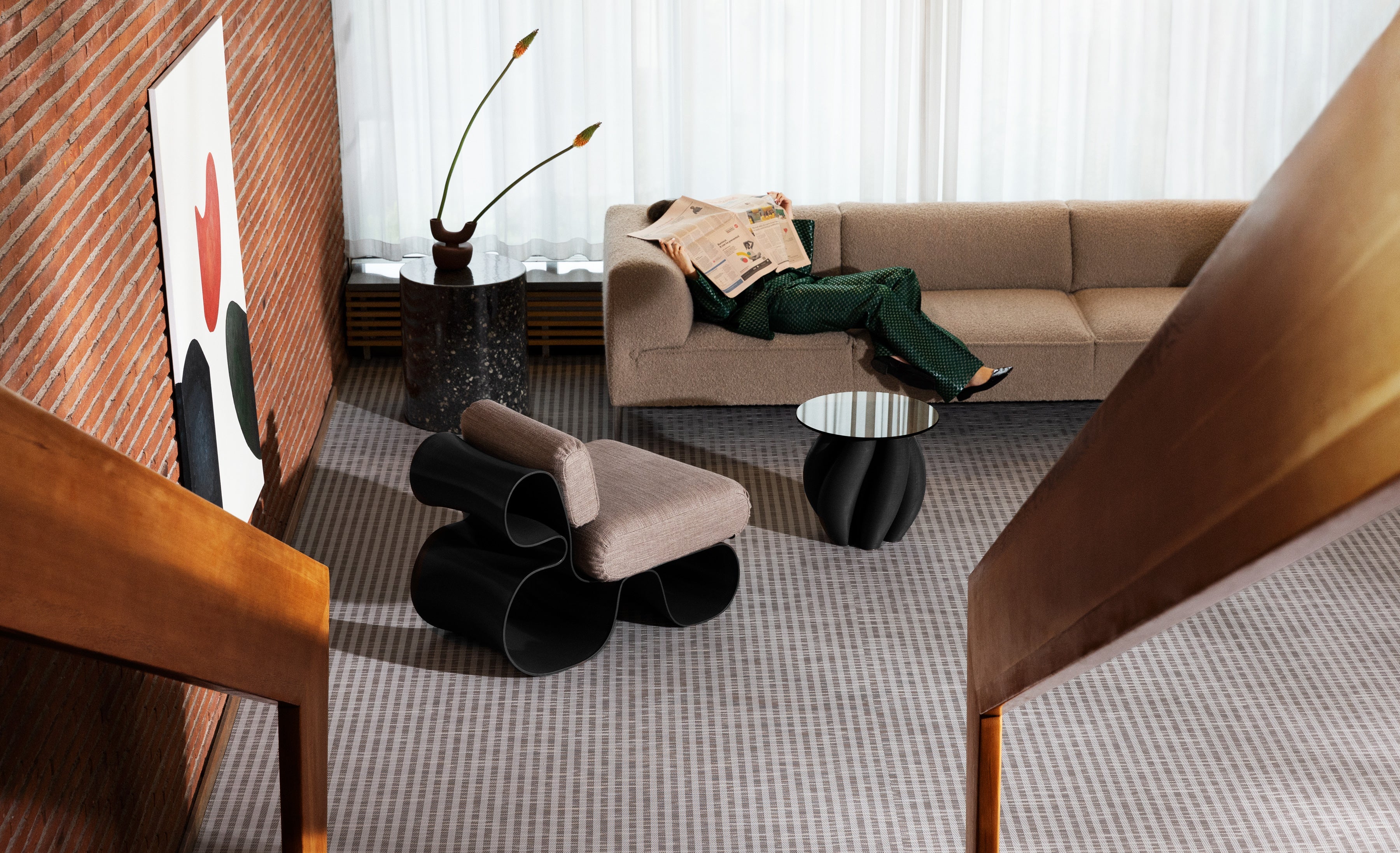 Large image of Hyfer objects Eel lounge chair and Water Lily side table